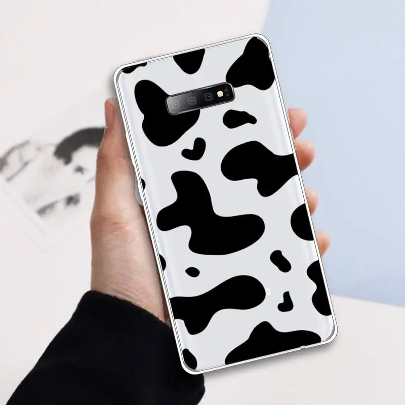 

cow Black and white Phone Case Transparent For Samsung Galaxy A71 A21s S8 S9 S10 plus note 20 ultra
