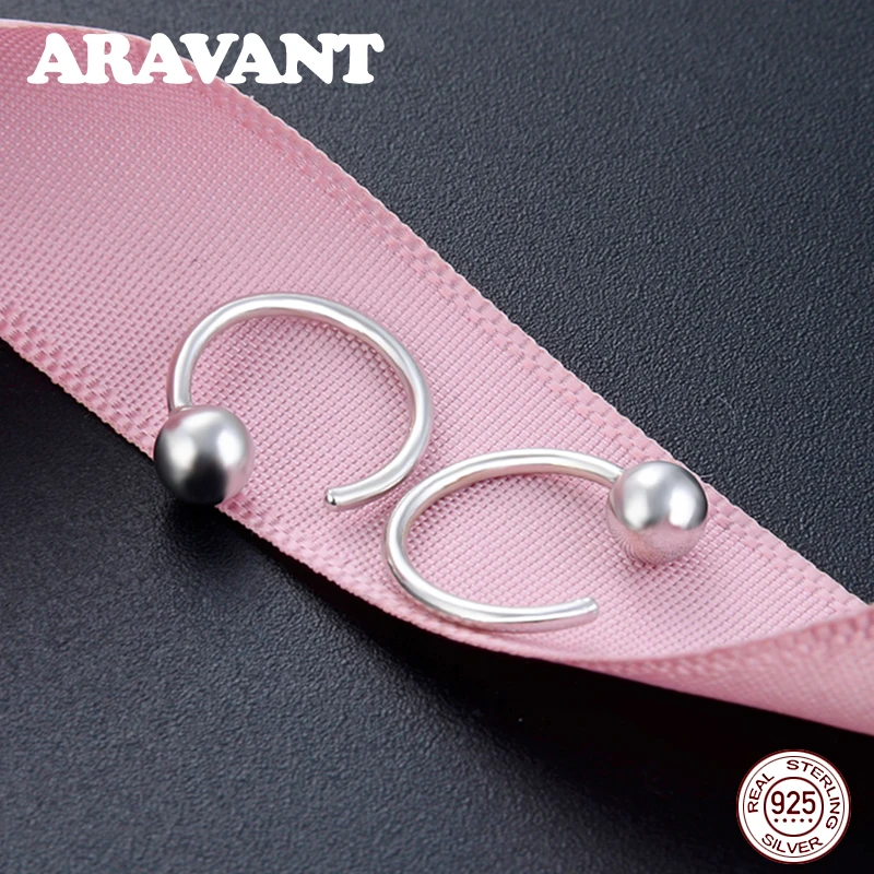 Silver 925 Jewelry Tiny Bead Hoop Earrings For Women Fashion Accessories | Украшения и аксессуары