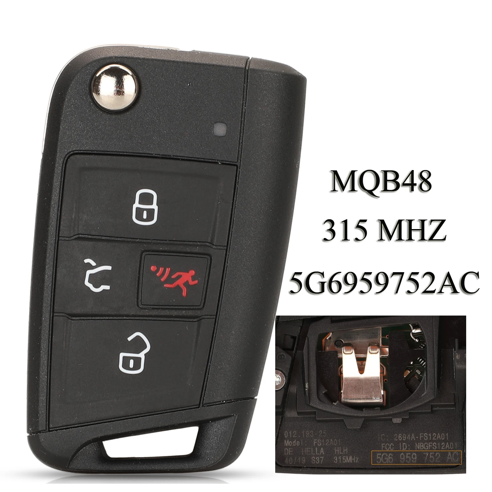 

Jingyuqin 4 Buttons Original Flip Smart key For VW Teramont Tiguan Atlas Jetta Golf GTI NBGFS12A01 Fob 315Mhz 5G6959752AC