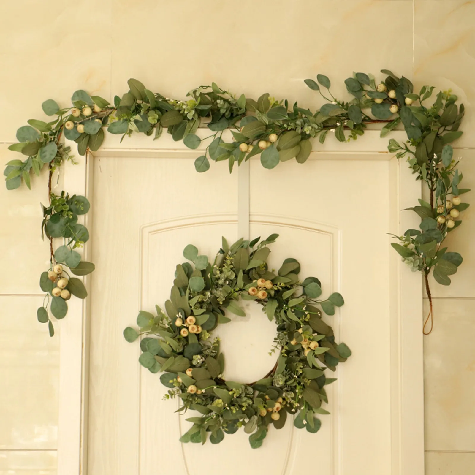 

40 # искусственная гирлянда, эвкалипт, подвесные аксессуары для дверей, листья из ротанга, кольцо