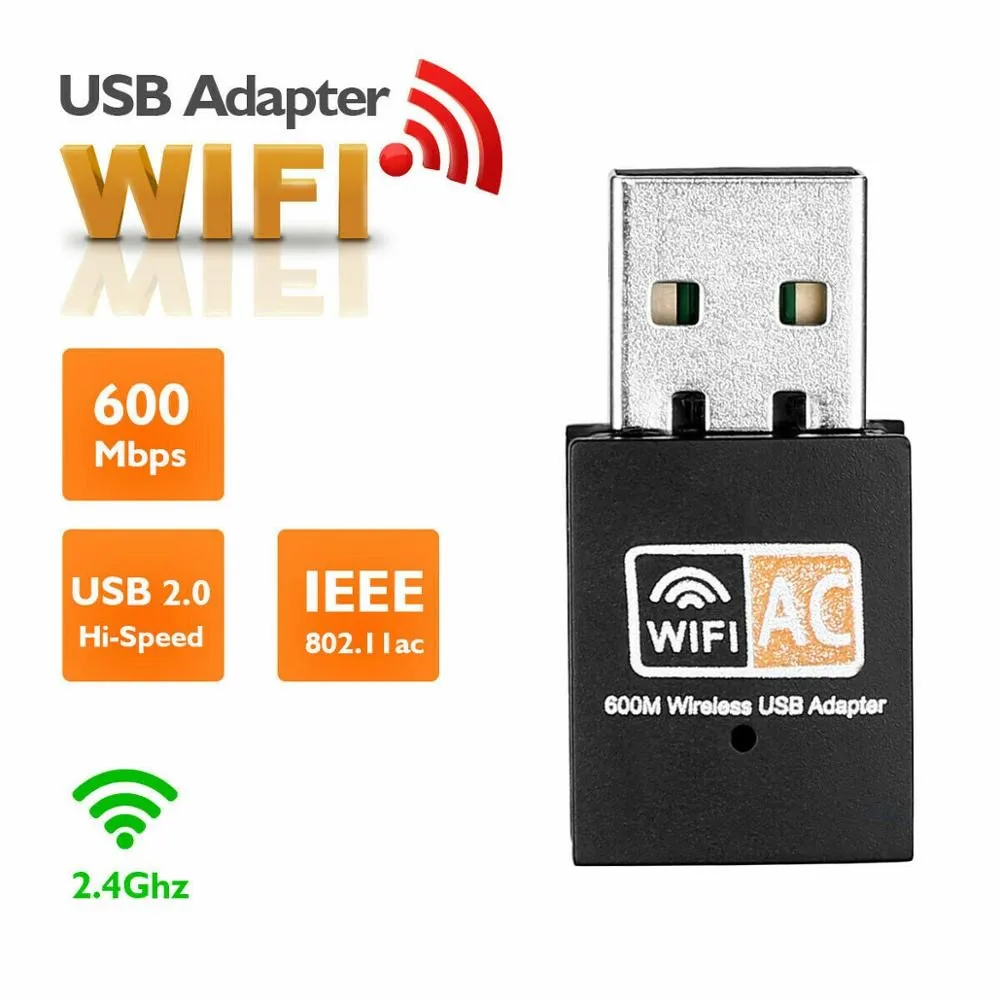 Мини USB WiFi адаптер Ethernet ключ 600 Мбит/с 2 4 ГГц Lan PC Antena Wi Fi приемник AC беспроводная