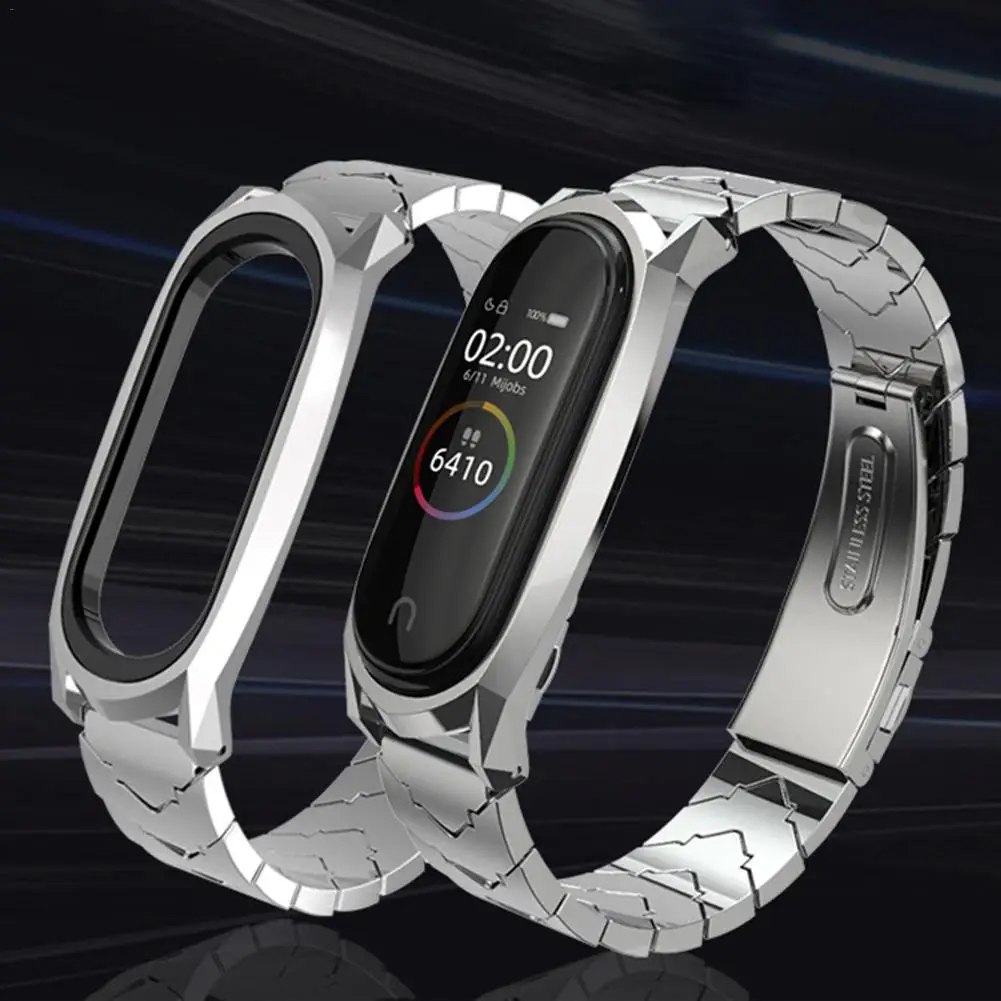 Металлический ремешок из нержавеющей стали для Mi Band 3 4 роскошный браслет World NFC |