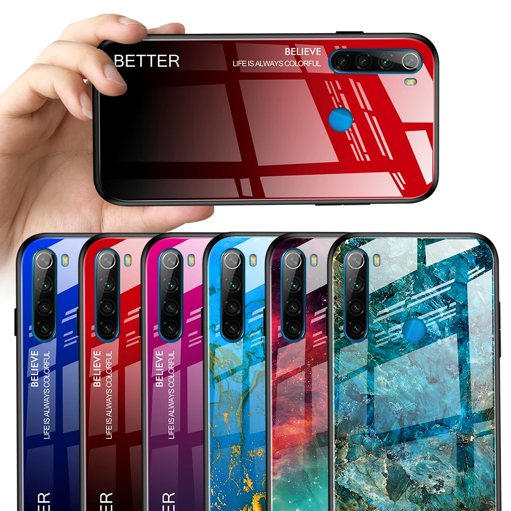 Градиентный чехол для телефона Xiaomi Redmi Note 8 7 Pro Mi8 Mi 9 из закаленного стекла Mi9 Se 10 8T
