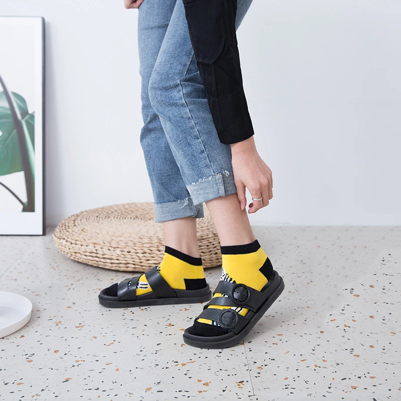 Носки женские Короткие хлопковые с принтом фруктов 1 пара | Женская одежда