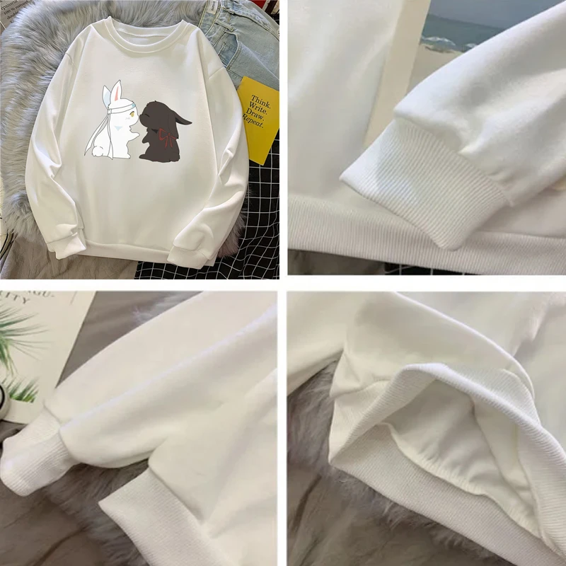 

Mo Dao Zu Shi Anime Hoodies Sweatshirts The Untamed White Thin Girls Funny Pullover Sweatshirts Casual Hoodies For Women CS571
