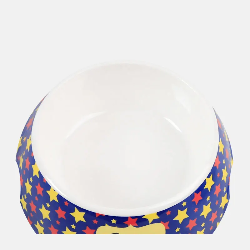

2 In 1 Pet Dog Food Bowls Durable Stainless Steel Lovely Cartoon Printed Pet Feeder dish for Dogs cats