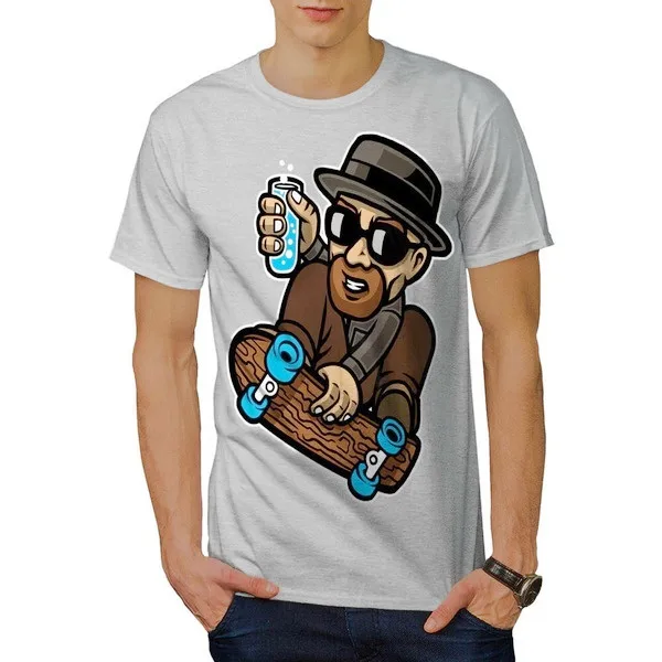 

Street Skater Fashion Mens T-shirt, White Graphic Design Printed Tee
