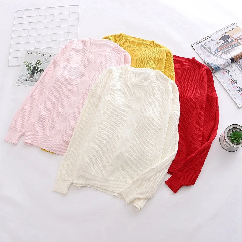 Модный простой осенне-зимний женский свитер для повседневной девочки свободный