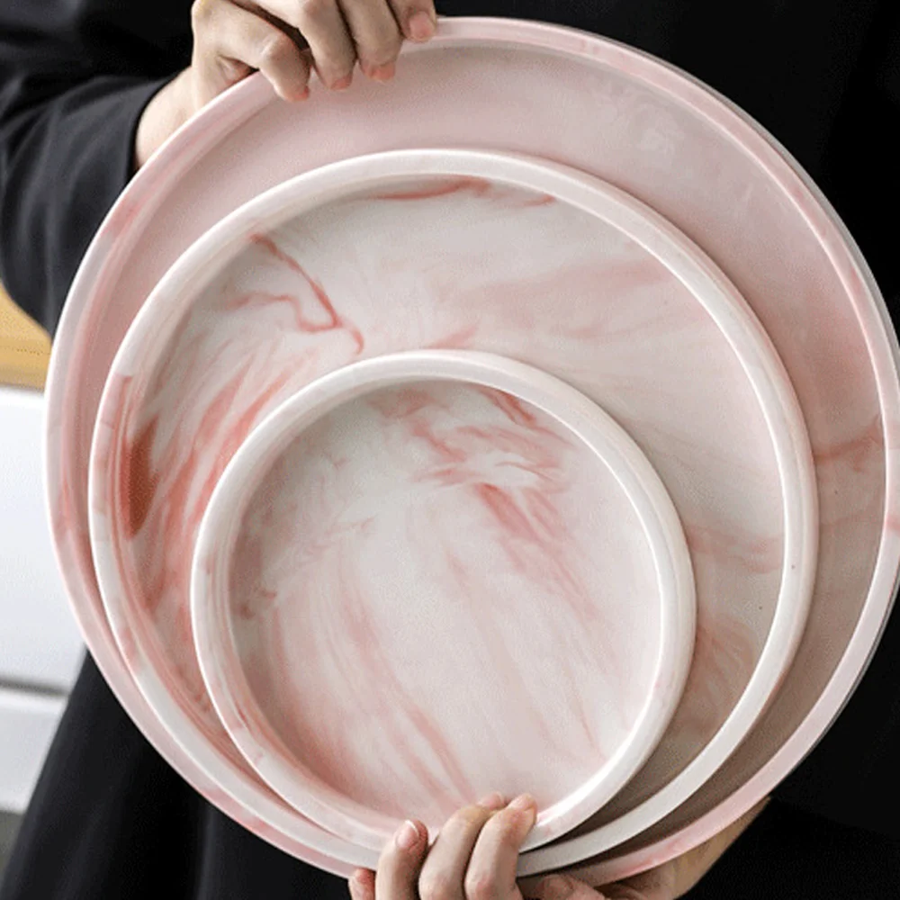 1 шт. скандинавские розовые Серые Мраморные керамические лотки для хранения
