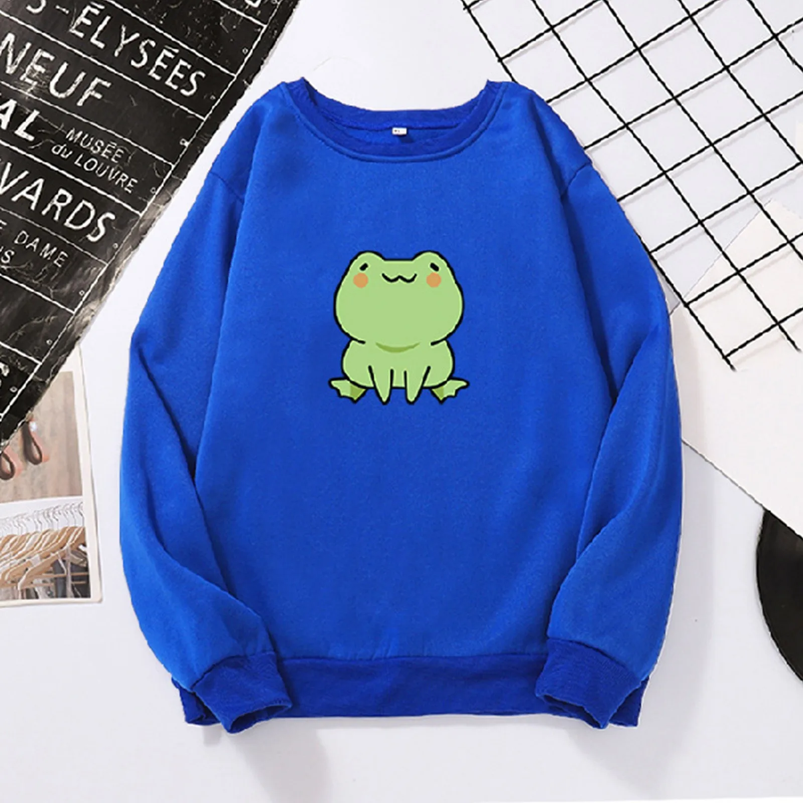 2021 Autumn Woman's Hoodies Oversize Female Loose Long Sleeve Frogs Print Casual Round Neck Fashion Sweatshirts Lady #T2P