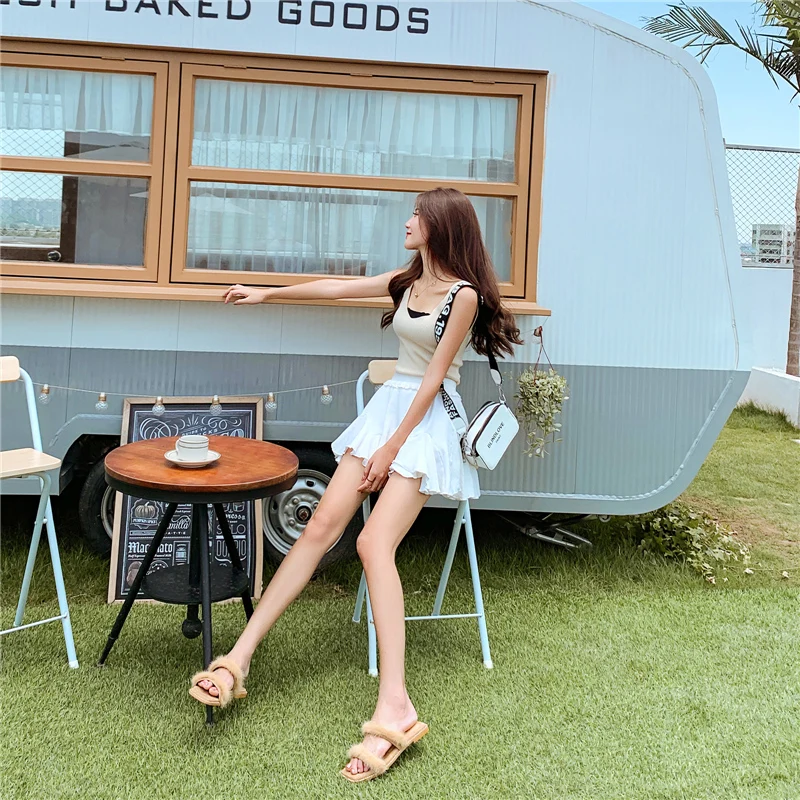 2020 модные плюшевые пляжные женские летние сандалии тапочки на плоской подошве из