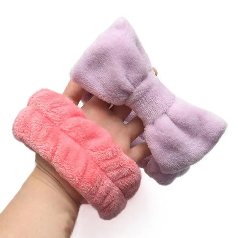 Женская Мягкая повязка на голову для волос из кораллового флиса с бантом