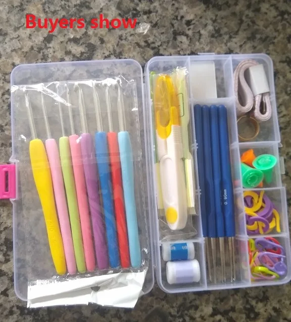 Домашний полный набор DIY 16 вязальные крючки разных размеров иголки, швы для вязания, чехол для вязания крючком, набор для вязания, 57 в 1 ткацкое шитье, инструменты