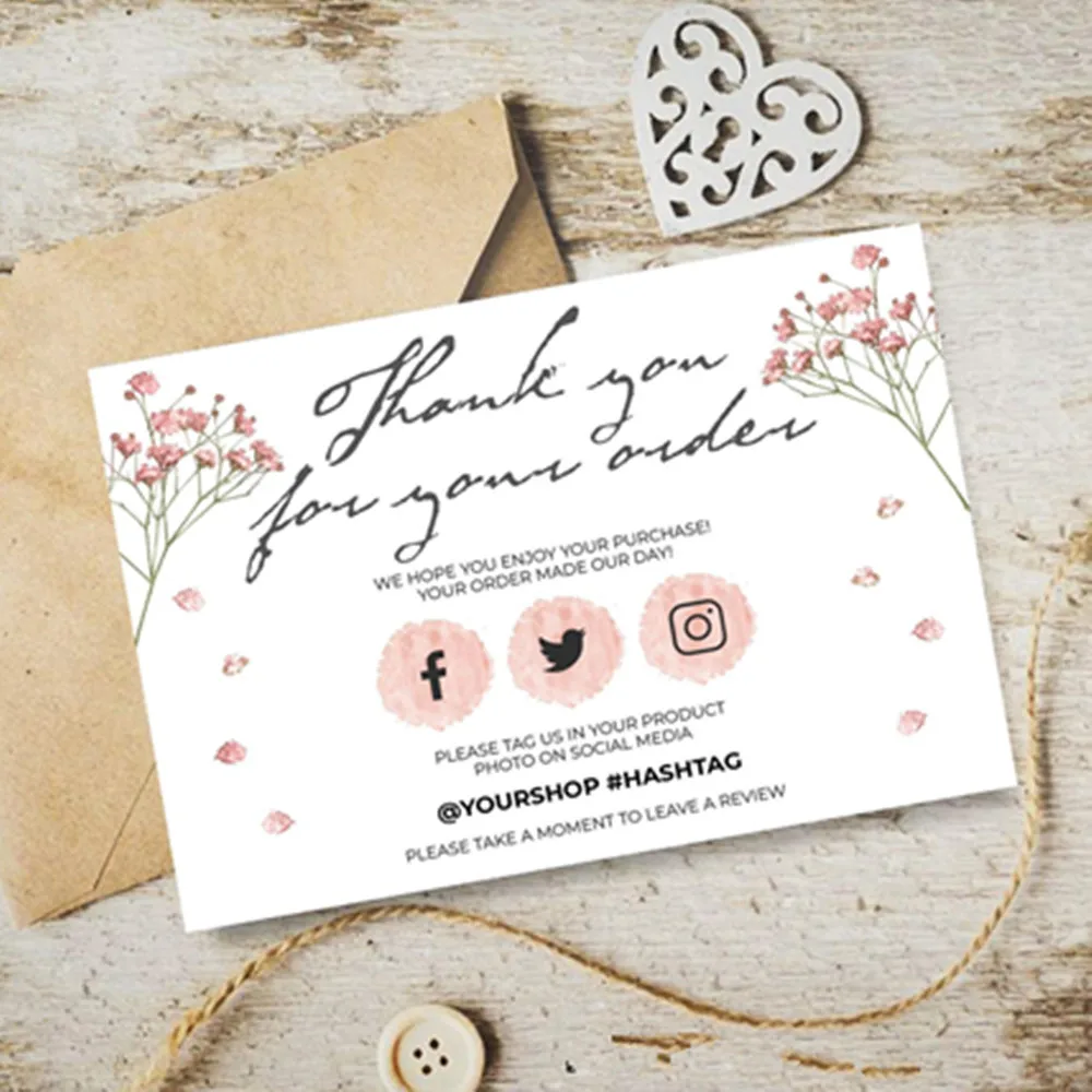 

Thank You For Your Order Card, Thank You Card,Personalize Logo Business Name Card Custom Text Social Medial Card