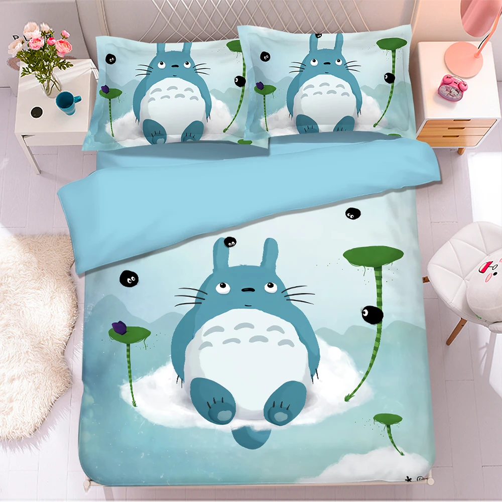 Комплект постельного белья Totoro 3D с популярным аниме пододеяльники наволочки s