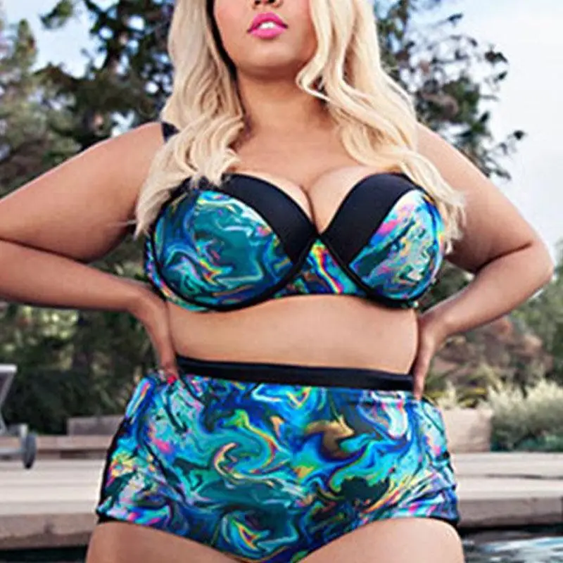 Женский треугольный бюстгальтер бикини размера плюс с цветочным принтом