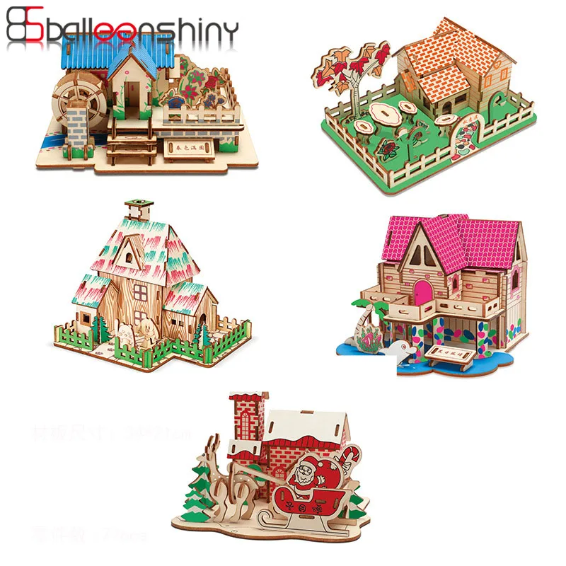 

Balleenshiny New Wooden 3D Stereo Laser Cutting Jigsaw Puzzle DIY Children's Educational Toys Christmas Gifts for Kids Boy Girl
