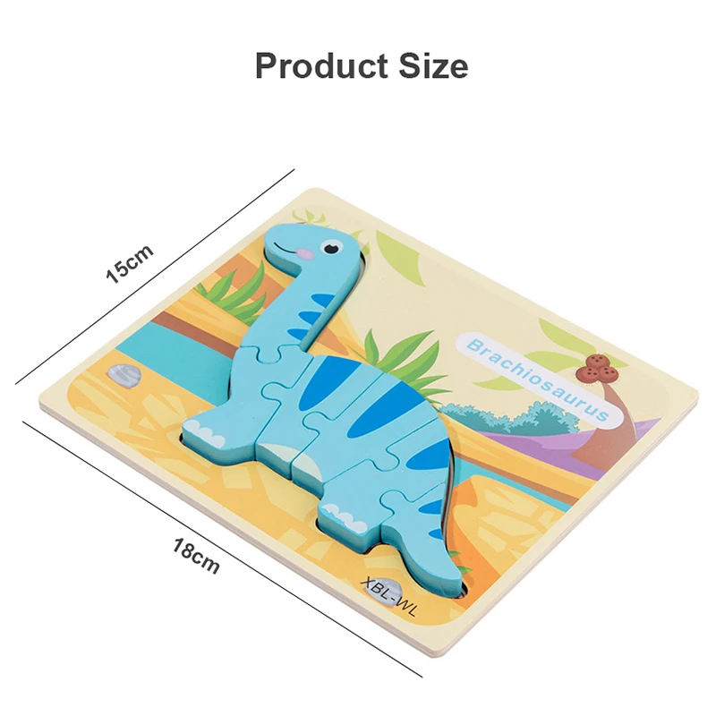 

New Colorful Dinosaur 3D Puzzle Wooden Toy Puzzles for Kids Wood Jigsaw Board Baby Educational Learning Toys for Children Gift