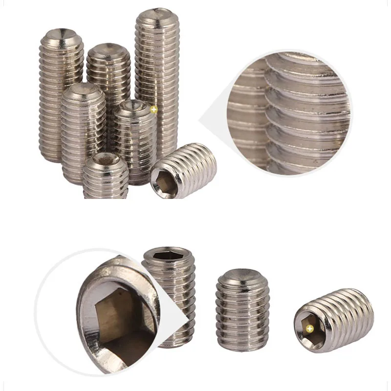 HotXYZ 304 Stainless Steel Internal Hex Socket Drive Cup Point Set Screws M1.6 M2 M3 M4 M6 M8 M10 M12 M16 Concave End Grub Bolts |