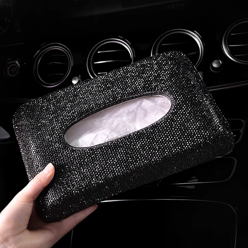 

Diamond Car Tissue Box Rhinestone Crystal Auto Tissue Holder Block-type Tissue Box Car Styling HandMade Diamante Bling Cover