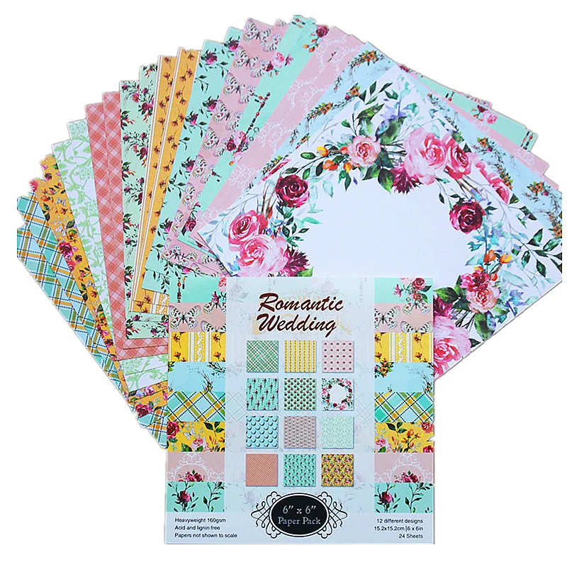 

24 sheet Journal Romantic Wedding background paper Scrapbooking origami papers for card making album scrapbook craft supply