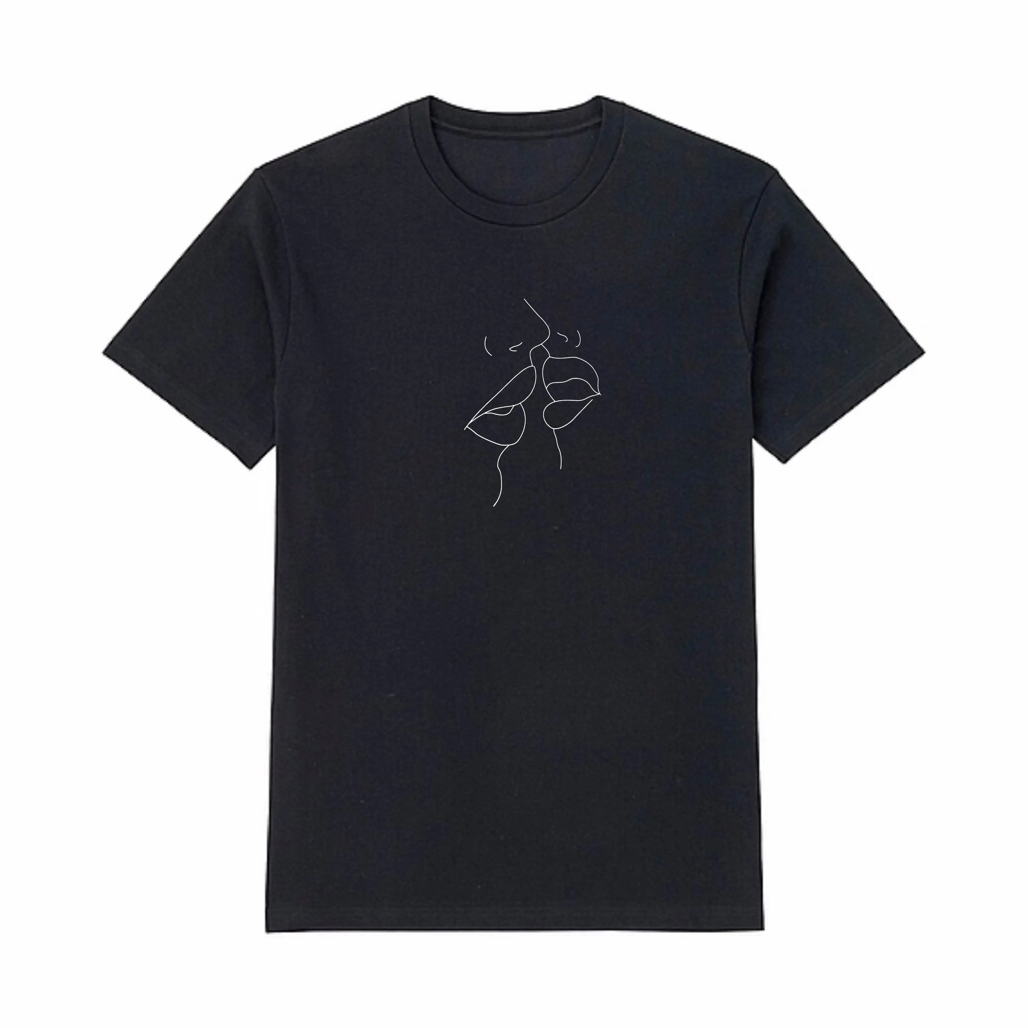 Черная женская футболка с абстрактным поцелуем для поздних ночей в Париже