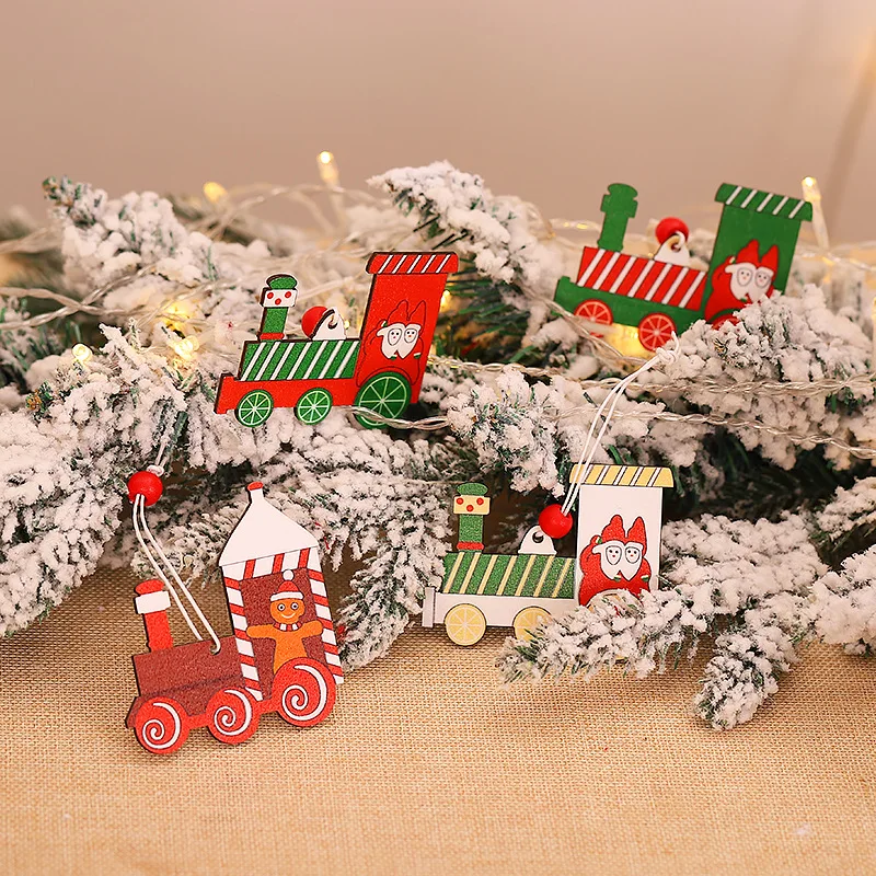 4 шт./компл. DIY Рождественский поезд Деревянные Подвески Дерево Висячие украшения