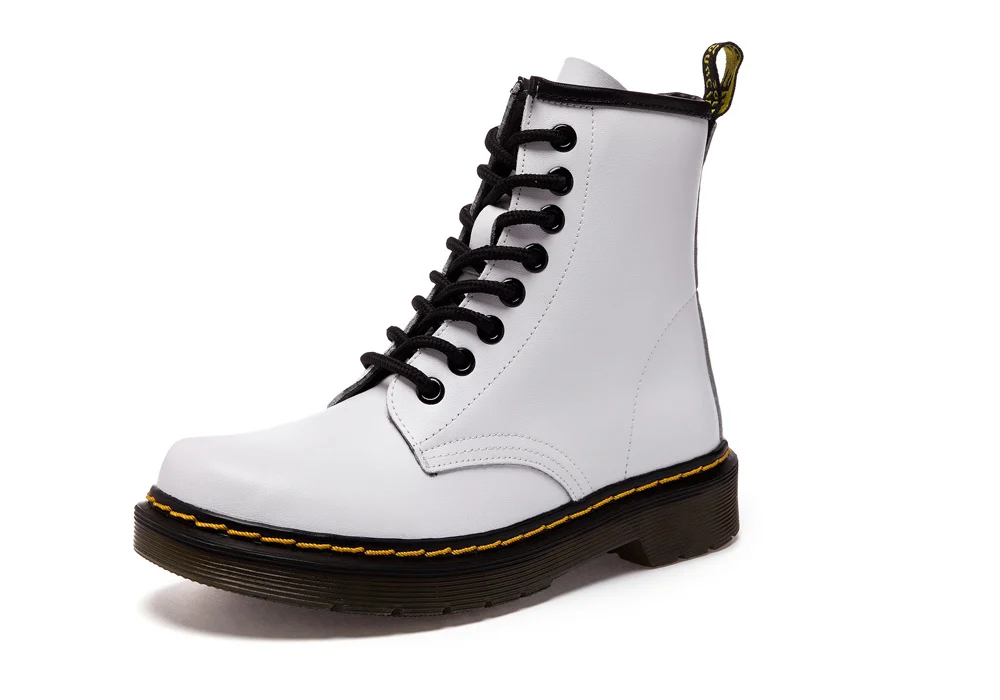 Женские ботинки; doc martins; ; винтажные классические ботинки martin в британском стиле; женские мотоциклетные ботинки на толстом каблуке; Bota Feminina Dr's Shoes - Цвет: White