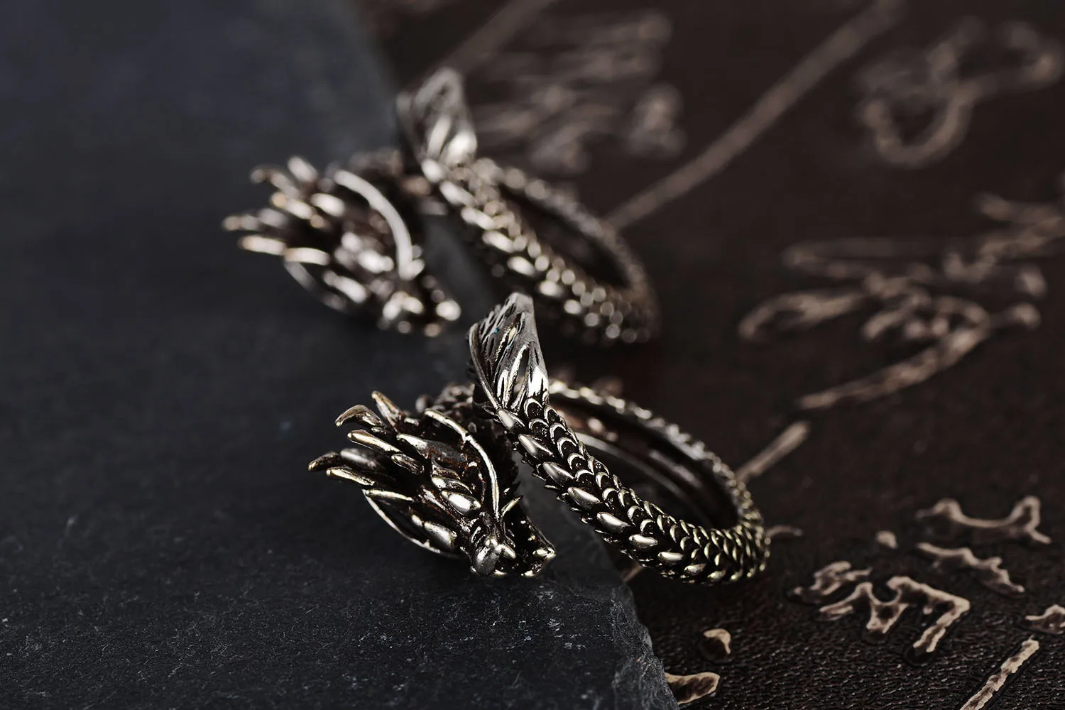 Мужское кольцо с имитацией дракона этническое из сплава в китайском стиле ретро