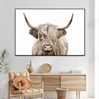 Скандинавский постер с изображением животных, буйвола, Картина на холсте, Коричневая Корова, бык, настенное искусство, украшение для гостиной, картины, домашний декор