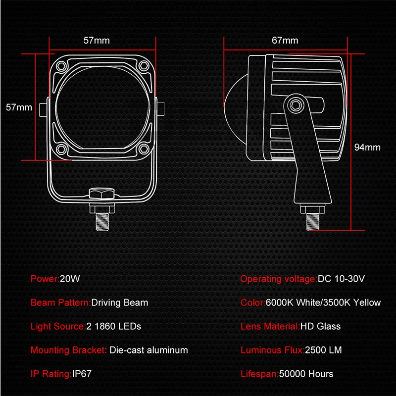 2-дюймовые светодиодные лампы для внедорожников грузовиков квадроциклов 12 В 24 |