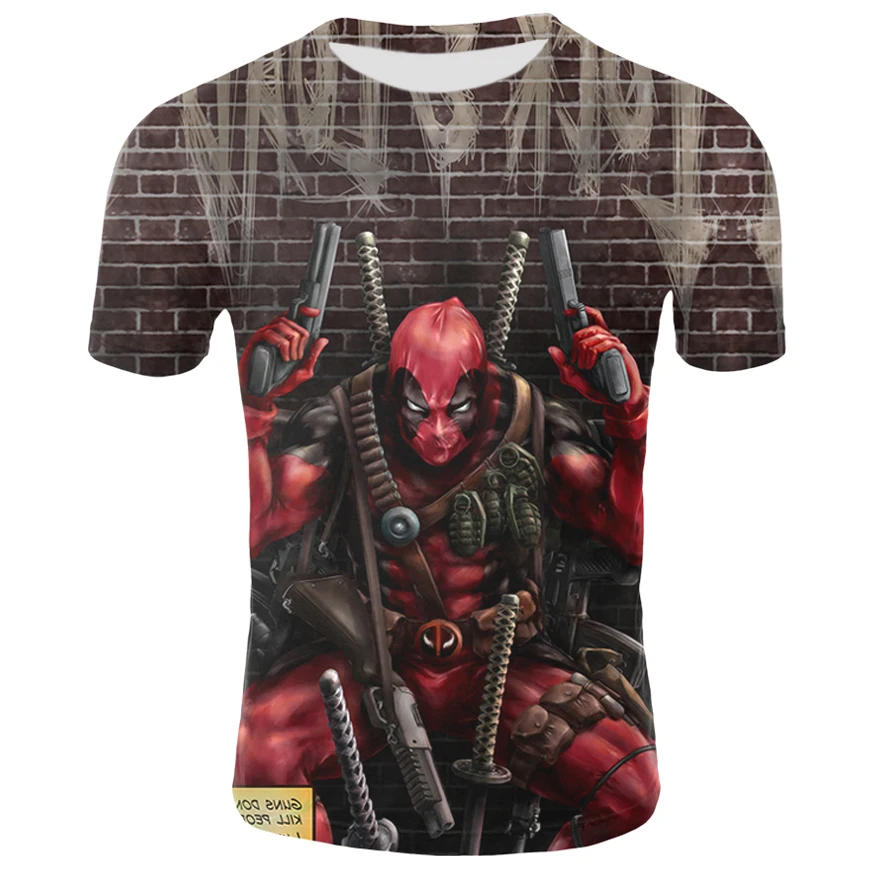 

2021 new style 3D naked eye effect movie death boy print men and women same color fashion short-sleeved T-shirt top