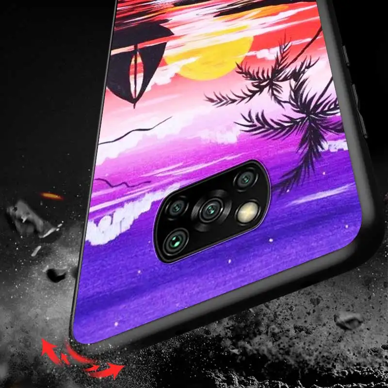 

Palm Tree Paint For Xiaomi Redmi K30 K30S Mi 10T Lite Pro Poco X3 NFC X2 M3 M2 F2 Pro C3 F1 Black Phone Case