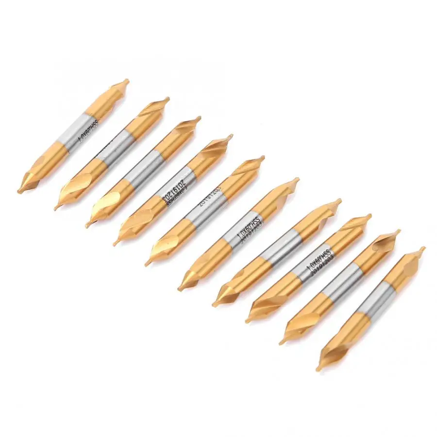 

lavorazione legno 10Pcs Center Drill BitHigh Speed Steel Titanium-Plated Straight Shank Drilling Tool kit de brocas