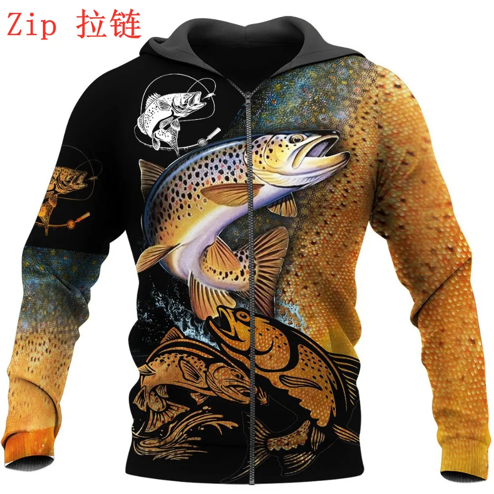 

Fashion Harajuku Men Hoodies Trout Fishing Art 3D Printed Sweatshirt/zip Hoodies Unisex Casual Streetwear-007
