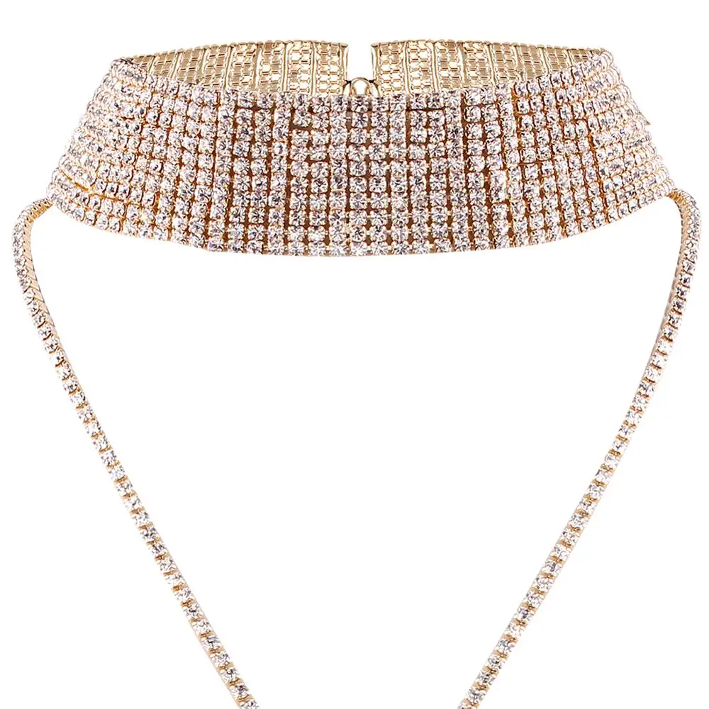 Luxury Rhinestone Gold Silver Plated Supernatural Crystal Chokers Jewelry Accessories Declaration Chocker Necklaces Collier | Украшения и