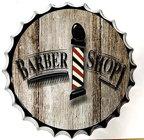

Royal Tin Sign Bottle Cap Metal Tin Sign Barber Shop Diameter 13.8 inches, Round Metal Signs for Home and Kitchen Bar Cafe Gas