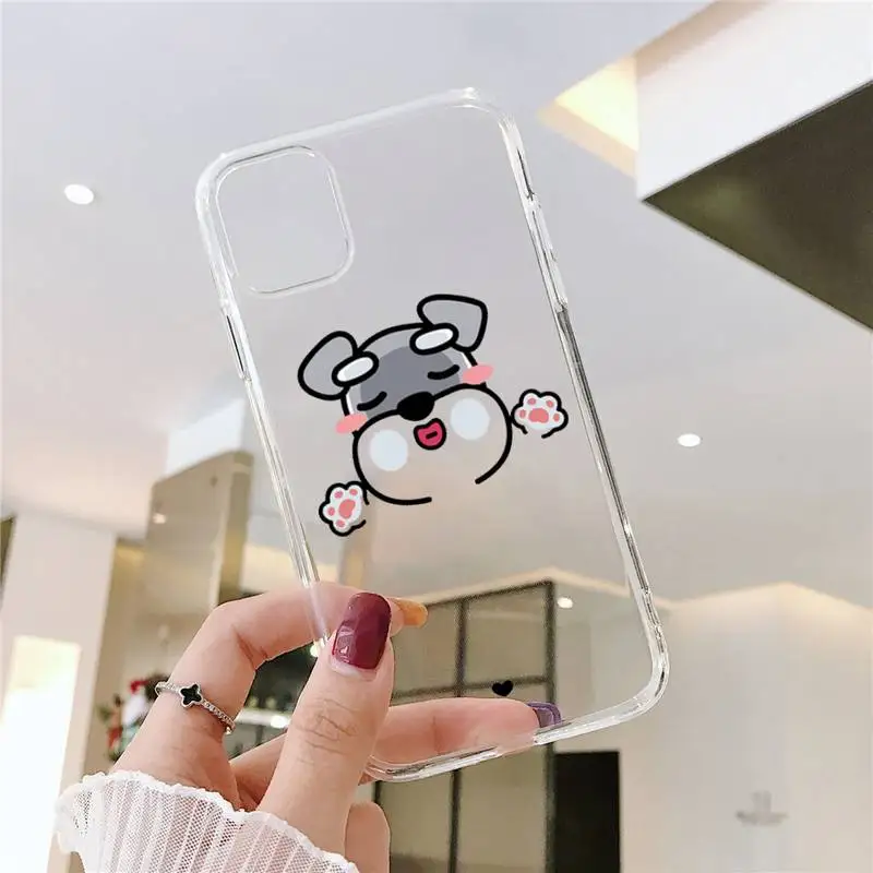 

animal Cartoon schnauzer dog Phone Case Transparent soft For iphone 5 5s 5c se 6 6s 7 8 11 12 plus mini x xs xr pro max