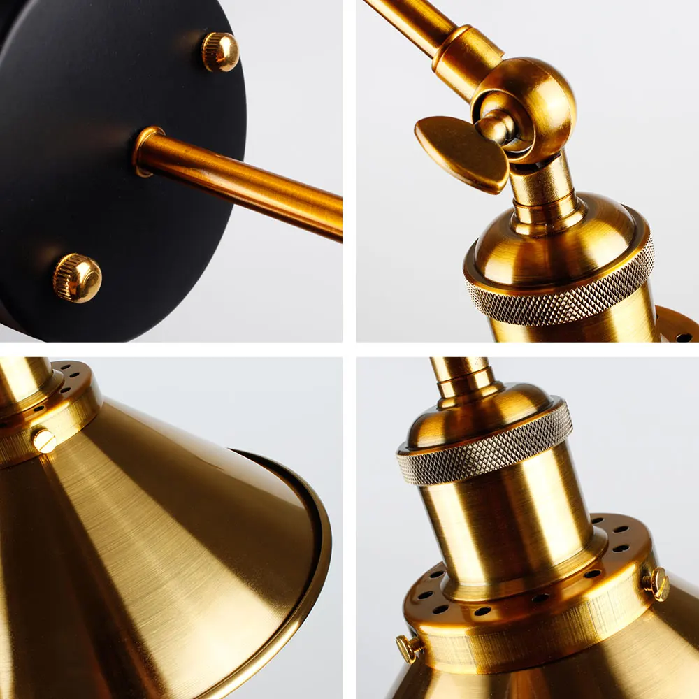 Винтажная настенная лампа Vintage Loft Led для декора дома в стиле индустриальный ретро освещение в ванной комнате с железным плафоном E27 Edison светильник на стену.