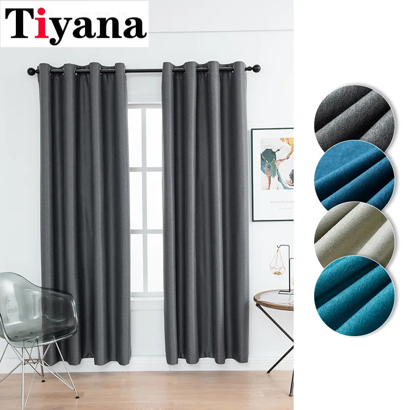 

Blackout Window Curtains for Living Room Bedroom Kitchen Window Treatments Curtains Solid Color Home Decoration Drapes JK104Z