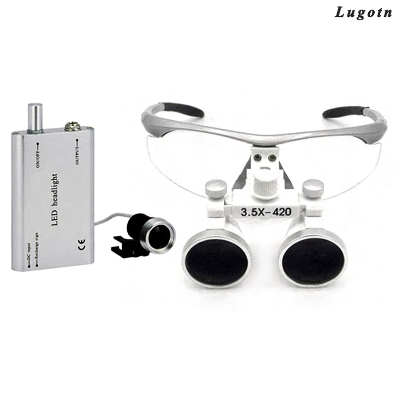3.5X раз Лупа со светодиодной фары светильник Батарея бинокулярная линза