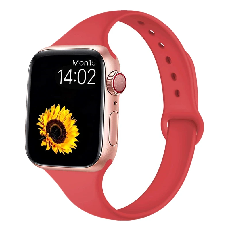 Тонкий ремешок совместим с Apple Watch seres 5 4 40 мм 44 силиконовый Спортивная петля ремешок для наручных часов iWatch, версия 1, 2, 3, ремешок 38 мм 42 мм браслет