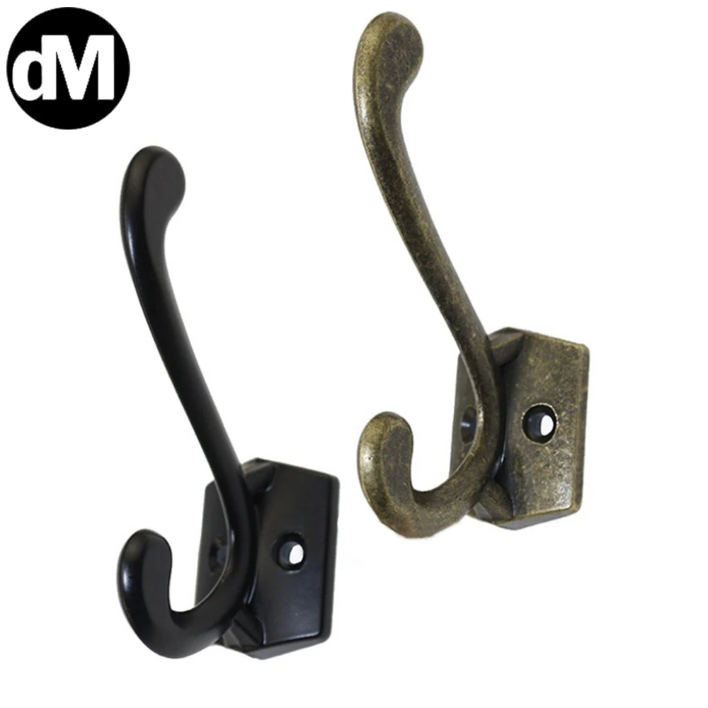 

DM 2-30pcs/Set American Bronze & Black Colors Furniture Cloth Coat Hook Wall Hooking Hardware 2021 NEW Zinc Alloy Dual Hookers