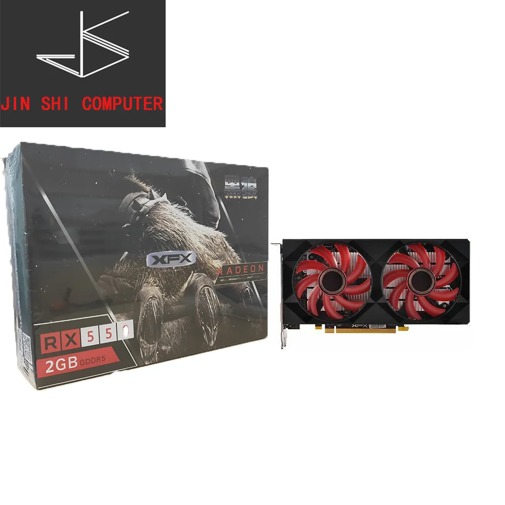 

XFX RX 550 2GB GDDR5 tarjetas gráficas AMD RX 500 de la serie de la tarjeta de vídeo RX550-2GB RX552 2G HDMI DP DVI 7000MHz PCI