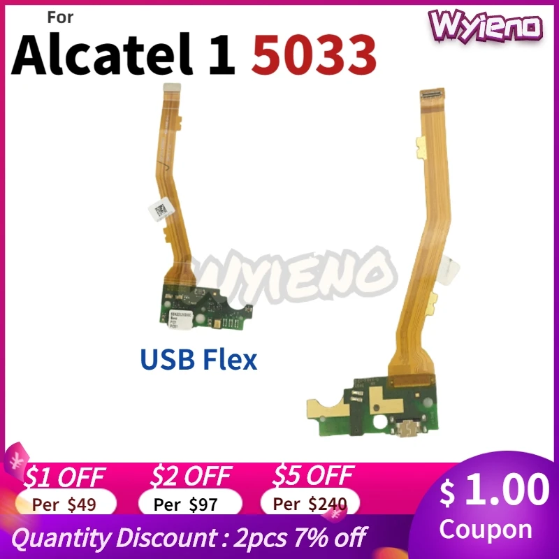 

Wyieno For Alcatel 1 5033 5033A 5033J 5033X 5033D 5033T USB Dock Charging Charger Port Plug With Microphone Flex Cable Board