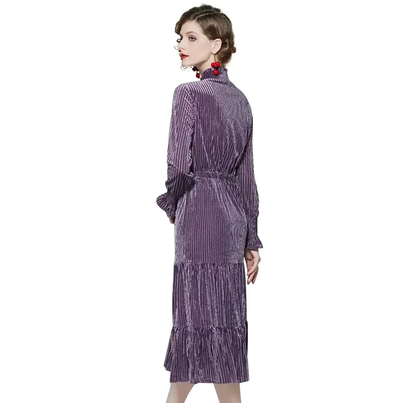 

women floral dresses 2020 summer purple VELVET STRIPE slim fit long casual sexy office work beach boho plus size dress elegant