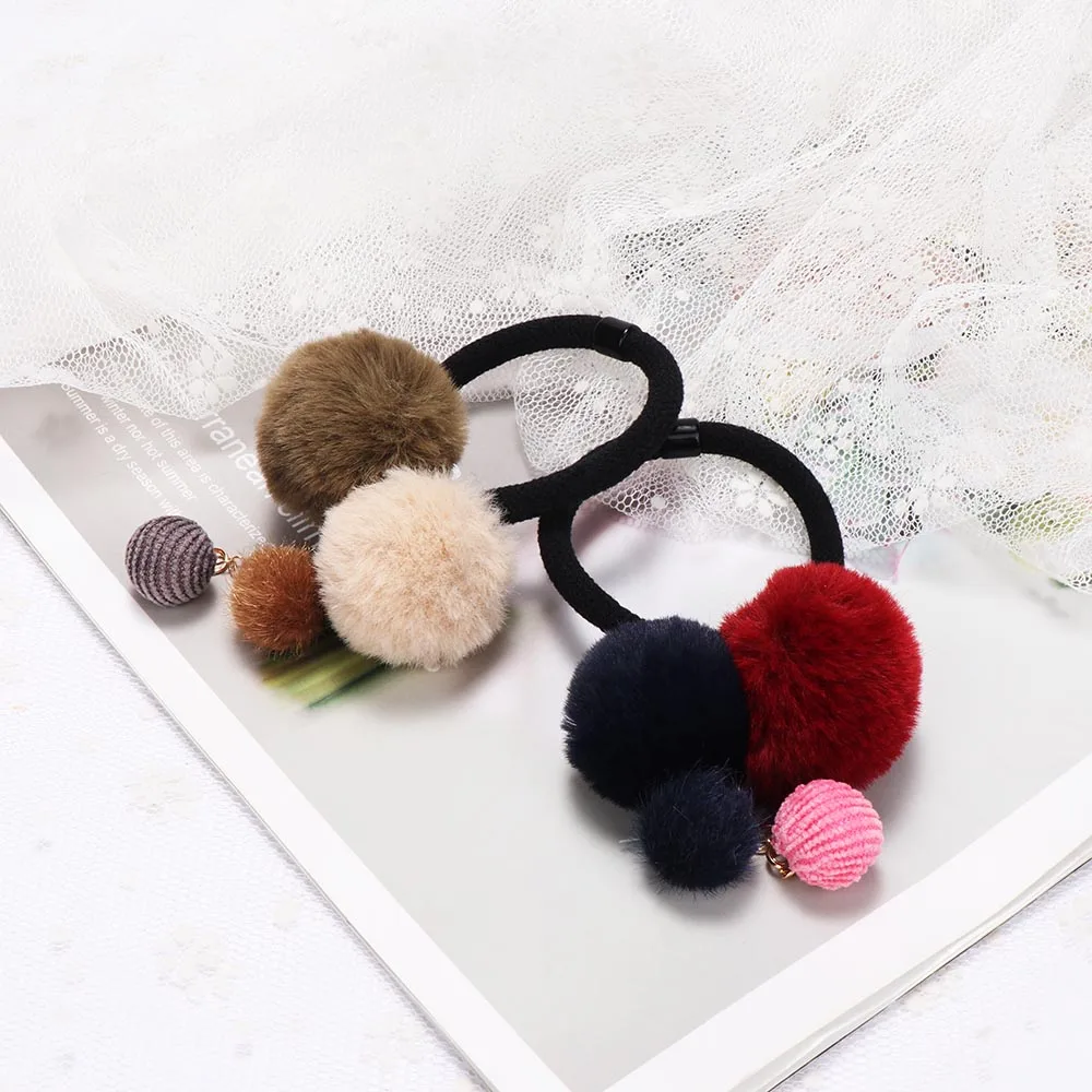 1 шт. Искусственный Мягкий мех мяч эластичная веревка для волос приморские