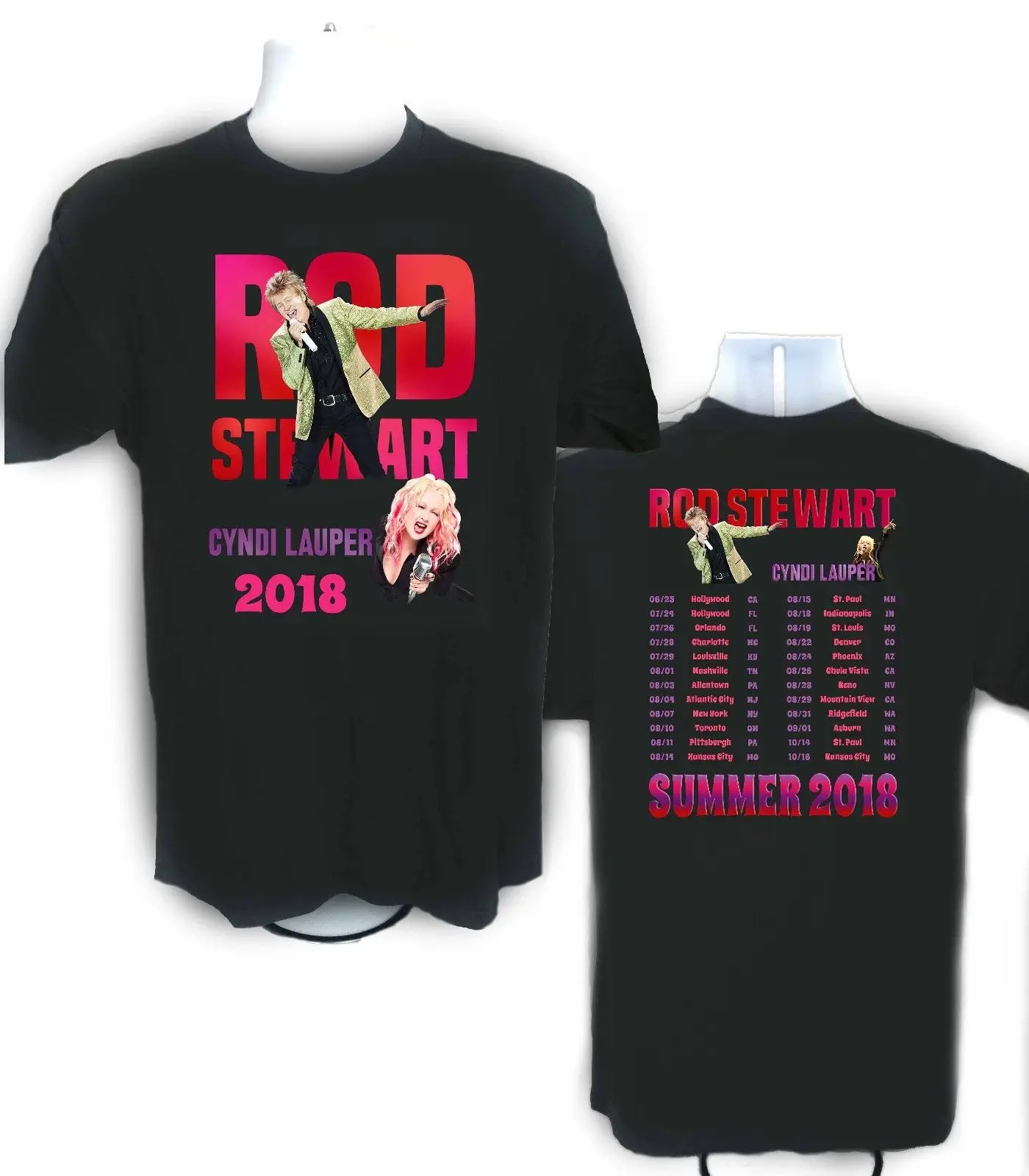 Rod Stewart Cyndi Lauper 2018 футболка Размеры S 6Xl Новая модная мужская с коротким рукавом