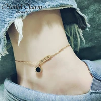 luxury famous brand jewelry roman numerals anklet women rose gold color stainless steel ladies jewelry not fade vintage metal