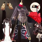 Genshin Impact Hutao косплей костюм парик косплей игра Ху Тао шляпа обувь в китайском стиле Хэллоуин Женщины Дети Девочка кольца шляпа